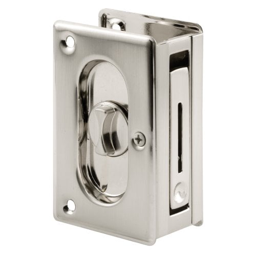 Slide-Co 164512 Pocket Door Privacy Lock with Pull, 3-3/4-Inch, Satin Nickel