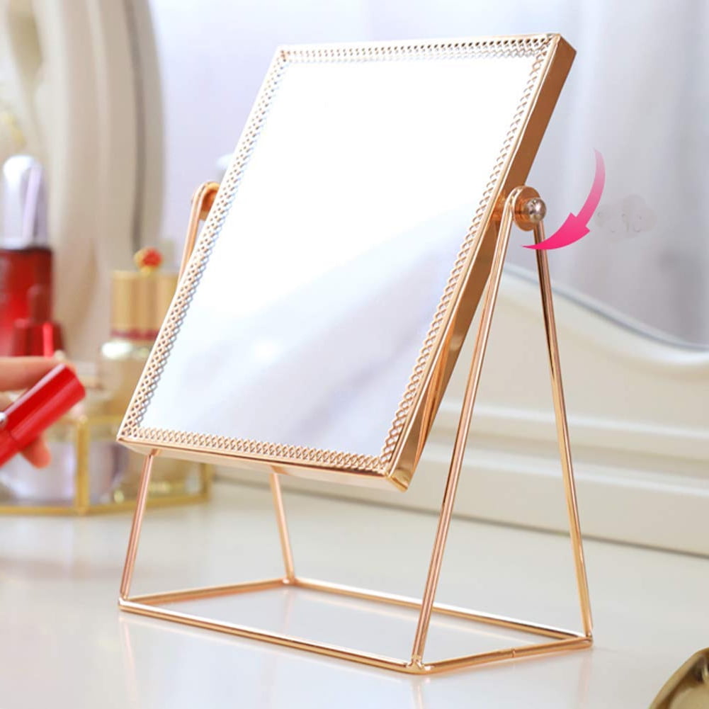 GLiving Square Vanity Mirror Decorative Mirrors Rose Gold Finish Table Mirror in Single Sided