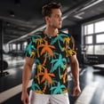 thumbnail image 3 of Wukai Palm Trees Print Men's Short-Sleeved Mesh T-Shirt,Quick-Dry Short Sleeve Workout T-Shirt-3X-Large, 3 of 8