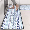 thumbnail image 2 of Kitchen Rugs Sets Of 2,Blue Striped Geometric Pattern Anti Fatigue Kitchen Mat Rugs Non Slip Washable,Decorative Kitchen Floor Mats for Kitchen,Sink,Laundry,17"x47"+17"x47", 2 of 5