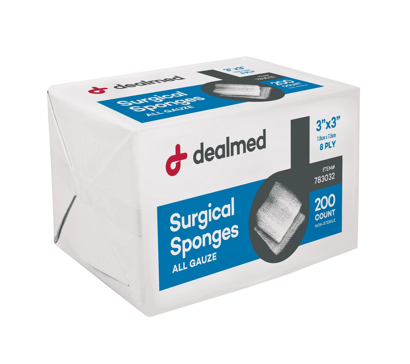 Dealmed Surgical Gauze Sponge, N/S, 3' x 3', 8 Ply, 200/Bx