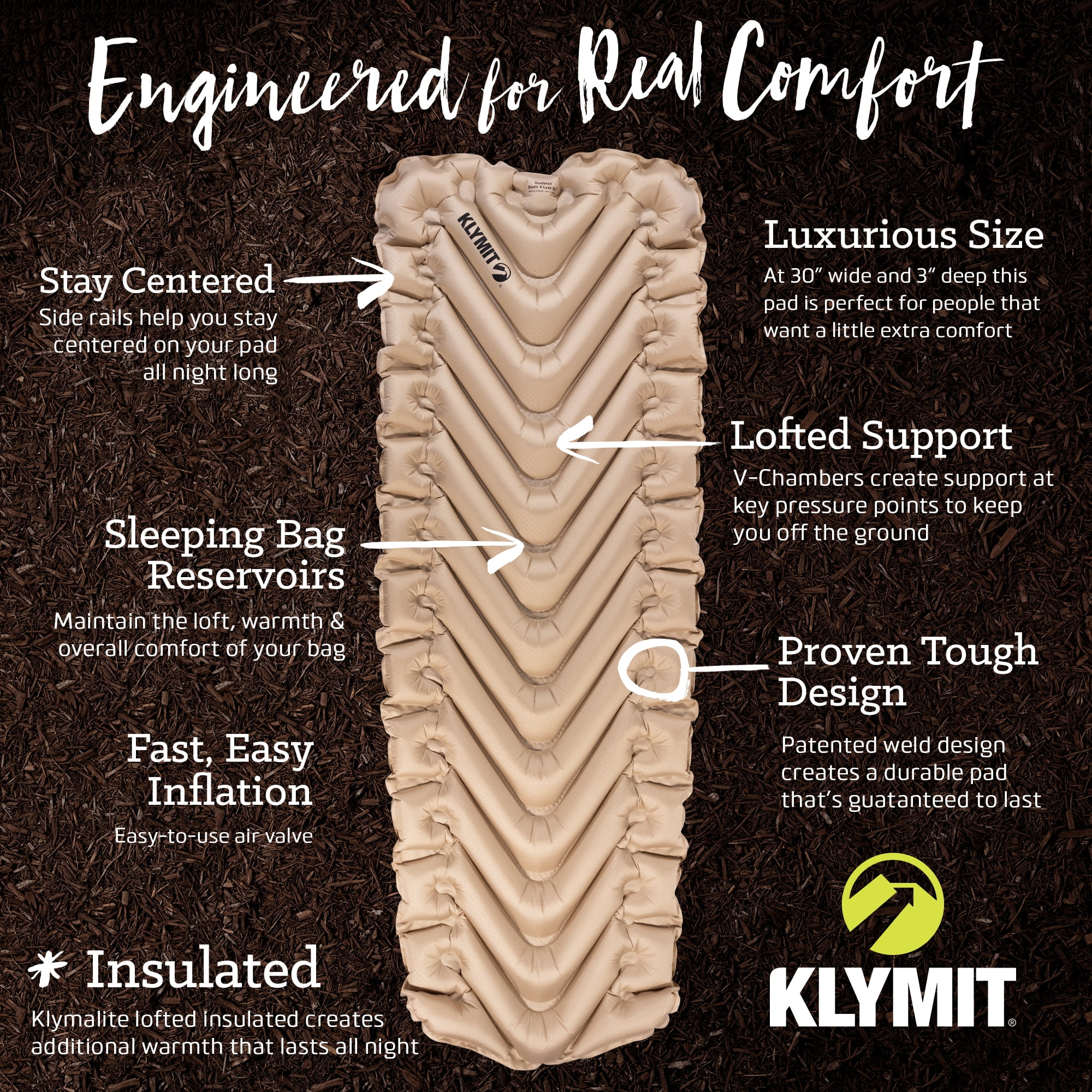 Klymit S Insulated Static V Luxe Sl Outdoor Camping Sleeping Pad Recon Walmart Com Walmart Com
