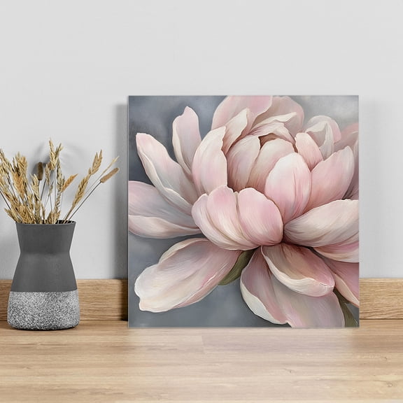 Pink Flowers Wall Art Painting on Canvas, Spring Country Pastoral Botanical Floral Canvas Art Home Prints Wall Art Framed Modern Artwork for Living Room Bedroom Wall Decor 16x16in