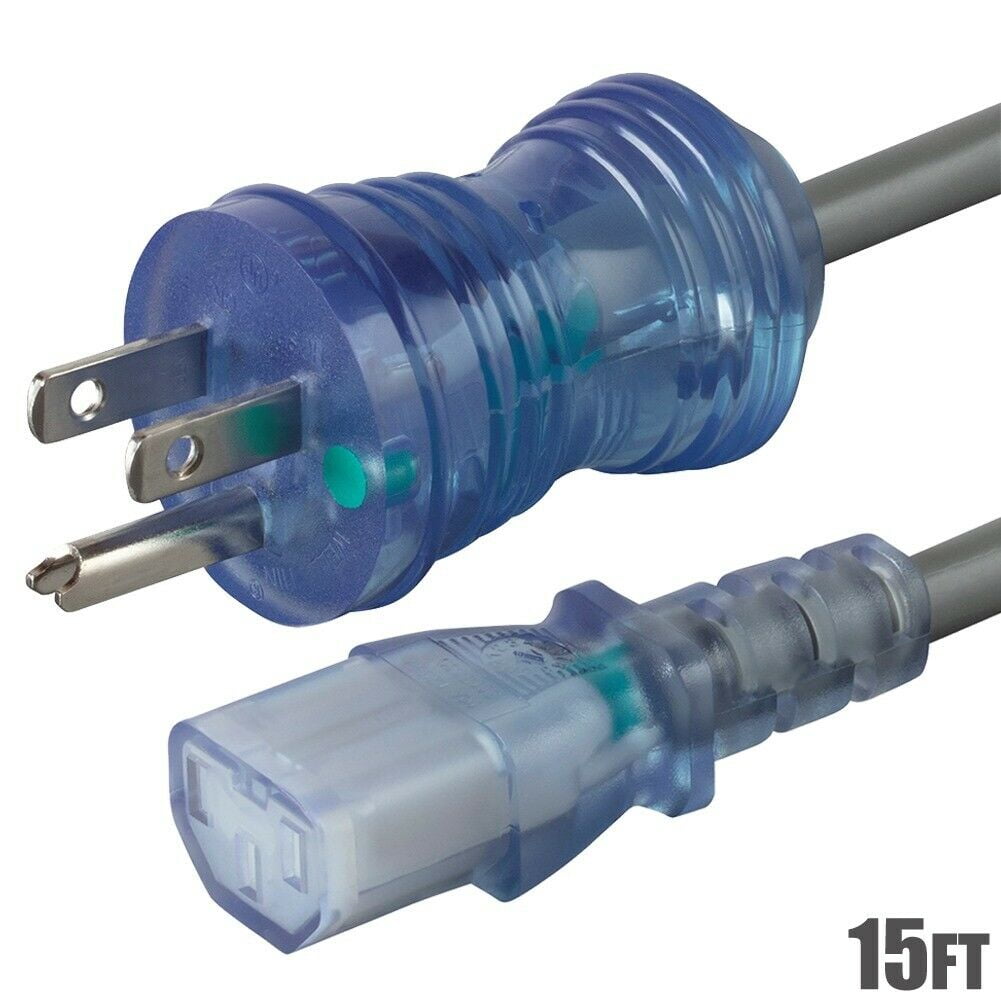 15FT Hospital Grade Power Cord Cable NEMA 515P to IEC 320 C13 14/3
