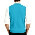 thumbnail image 4 of Resicozy Men's Knit Sweater Vest Solid Color V-Neck Button Down Sleeveless Cardigan Vest Sky Blue 5XL, 4 of 7