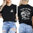 thumbnail image 3 of Faith Follow The Word Not The Herd T-Shirt Unisex – Double-Sided Christian Graphic Tee with Cross, Cow & Mountain Design, 3 of 7