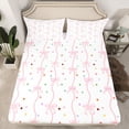thumbnail image 2 of Feelyou Princess Pink Bow Queen Sheet Sets, Kawaii Cartoon Stars Bed Set, 4-Piece, 2 of 7