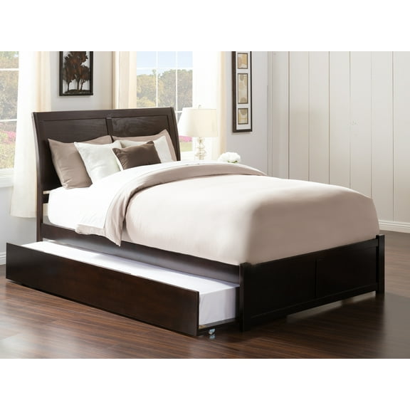 AFI Portland Queen Wood Platform Bed with Headboard Footboard & Twin XL Trundle, Espresso