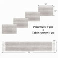 thumbnail image 5 of Table Runner and Placemats Set of 4, Yamaziot Washable Fabric Rectangle Dining Table Mats with Tassels, 13"x72" Table Flag & 13"x18" Place Mats, Brown, 5 of 8