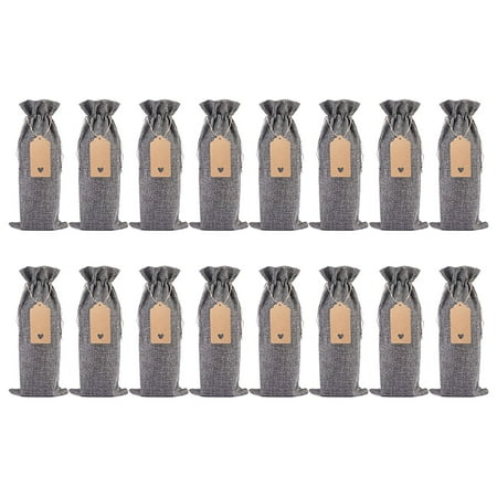 

16PC Linen Bottle Bag Set Bottle Sleeve Linen Tag Red Packaging Bag