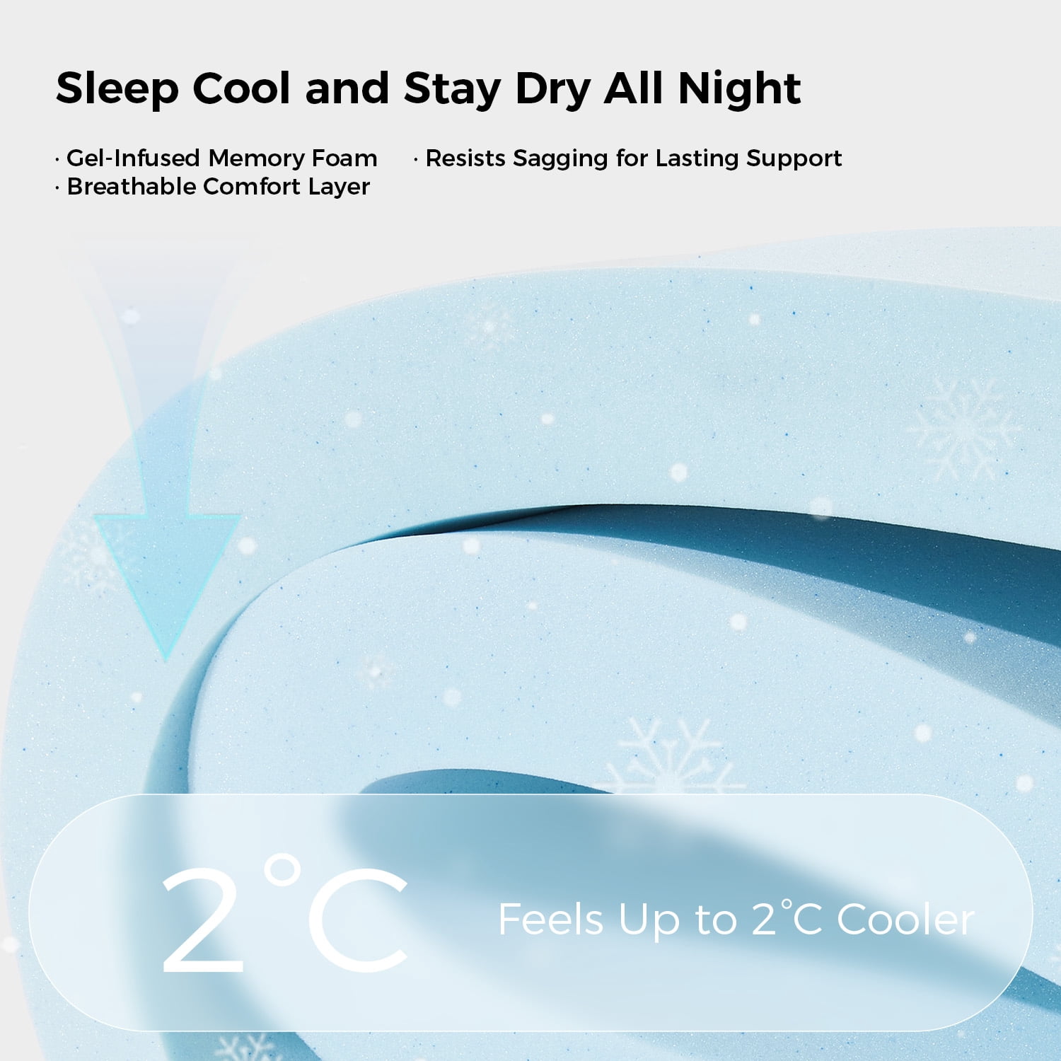 Sweetnight CoolNest Memory Foam Queen Size Mattress 13 inch Cooling Gel Mattresses in a Box,CertiPUR-US Certified,Scientific Support,Medium
