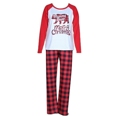 

Family Matching Clothes for Christmas Pajamas Set Bear Plaid Printed Sleepwear Bear Letter Plaid Printed Toddler Parents Sleepwear Set Children Parents Sleepwear Long Sleeve Pajamas Set M Mom