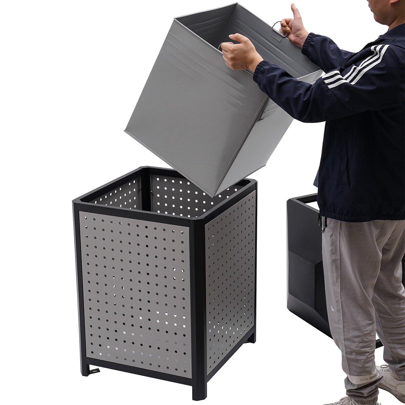 Outdoor Trash Can Industries Stainless Steel Kitchen Dustbin with Lid 38 Gallon