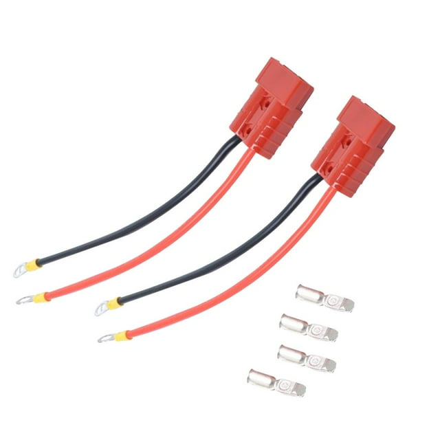 1 Par de de Conector de Batería de Cabrestante de Roja de 50 Amperios con Terminales Cola Enchufe del remolque del cabrestante de la caravana