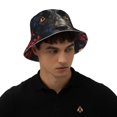thumbnail image 4 of Kll Colorful Floral Black Dog Bucket Hat for Women Men Packable Travel Beach Sun Hat Outdoor Rave Accessories Reflective Fisherman Cap, 4 of 6