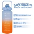 thumbnail image 2 of Botella de agua Onof  BAP-2L 2Litros Termo de agua Azul con Naranja Motivacional con Marcador de Tiempo, 2 of 4