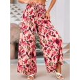 thumbnail image 6 of Women Casual Elastic Drawstring Floral Print Wide Leg Maxi Pants with Pockets Red S, 6 of 8