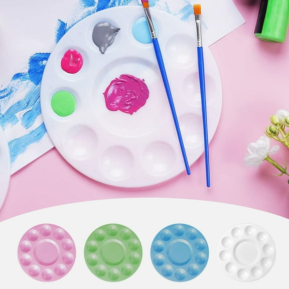 4-Pack Watercolor Painting Palette - Washable Plastic Paint Tray for Kids, Artists, Students | 6.7x6.7 Inch Art Craft Mixing Tray