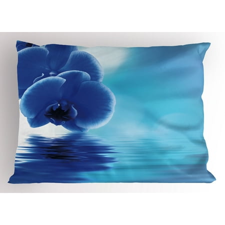 - Flower Pillow Sham Orchid Floral Design with Reflection to a River Water Image Photo, Decorative Standard King Size Printed Pillowcase, 36 X 20 Inches, Violet Blue Aqua and White, by Ambesonne