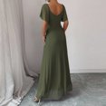 thumbnail image 5 of Laqbezok Evening Gown Dress, Women's V-Neck Mesh Flare Sleeve Formal Maxi, Elegant Ruched Bodycon Party Wedding Guest Dress with Split Hem, 5 of 5