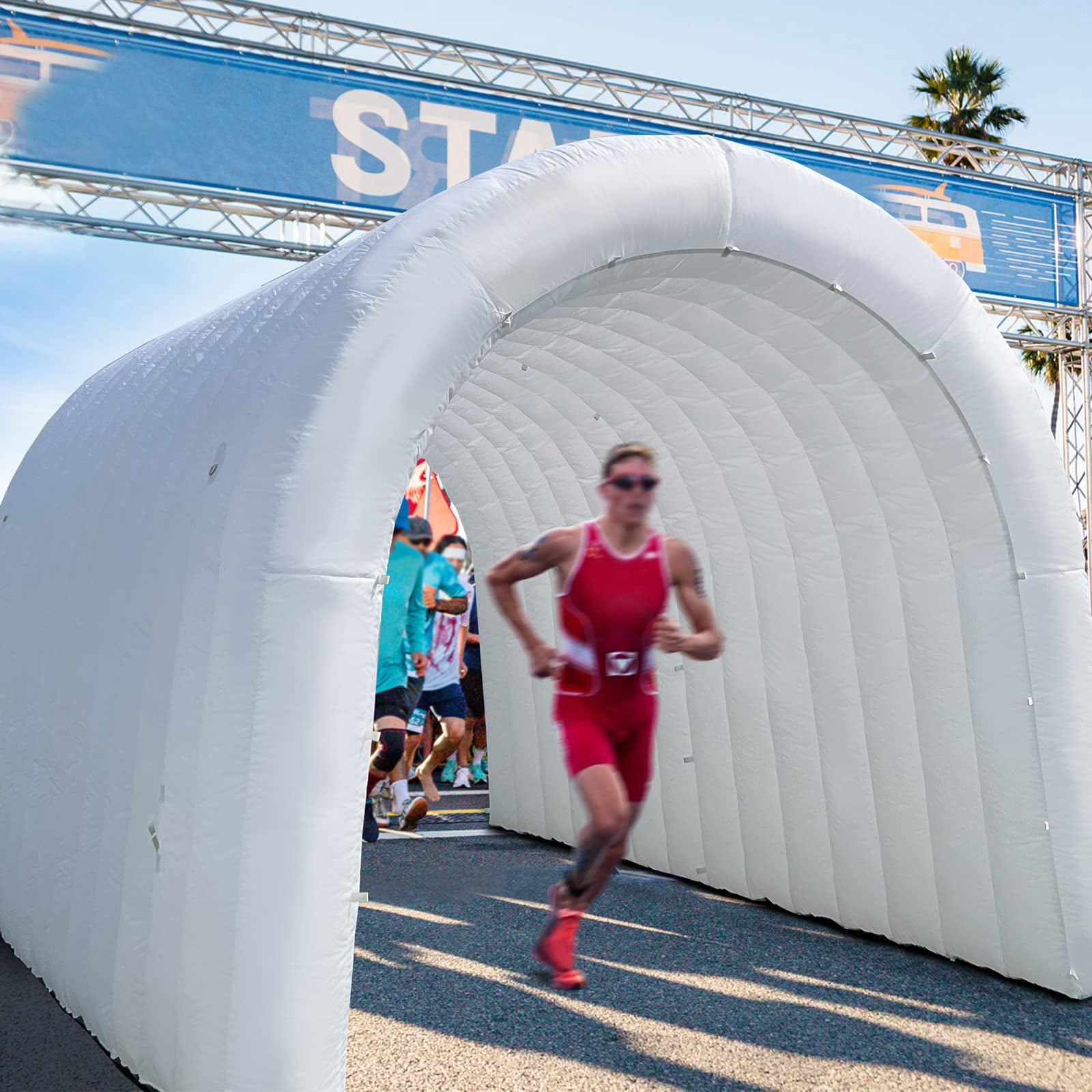 Inflatable Sports Tunnel Arch with Blower 16x10x10ft White Event Entrance for Shops Schools & Supermarkets