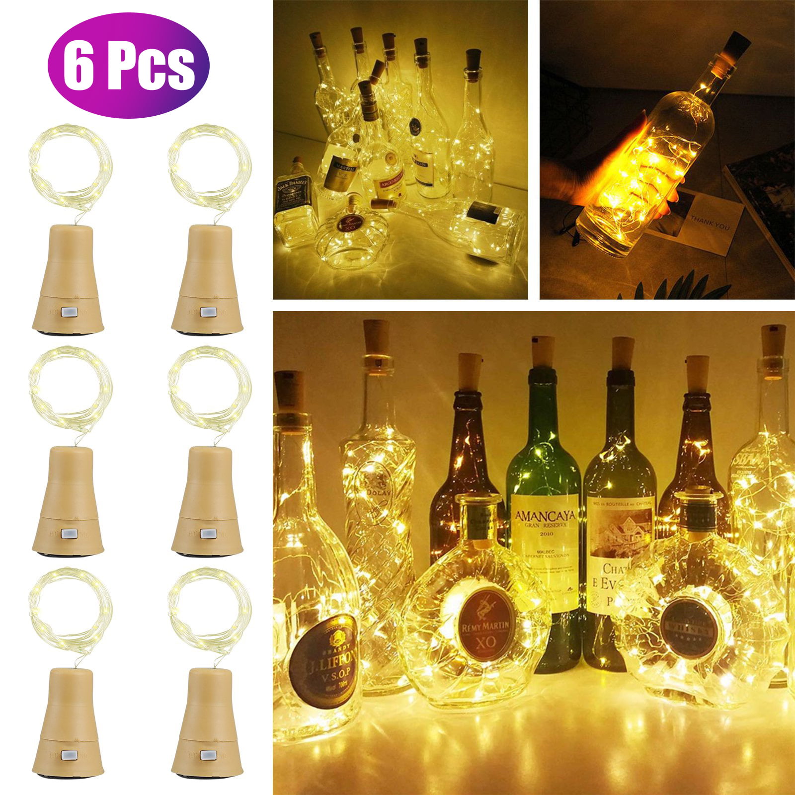 12 x 20 LED Copper Wire Wine Bottle Cork Shape Light Strip Starry Light Wedding 