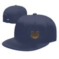 thumbnail image 4 of DouZhe Flat Brim Cap Snapback Hat, Glass Tiger Head Prints Adjustable Blue Adult Baseball Cap, 4 of 6
