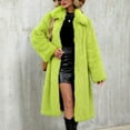 thumbnail image 5 of Wutalume Women's Fashion Plush Jacket Casual Solid-color Long-sleeved Cardigan Long Coat, Faux Fur Design, Warm and Elegant, Ideal for Winter Parties and Outings,Fluorescent Green 2XL, 5 of 6