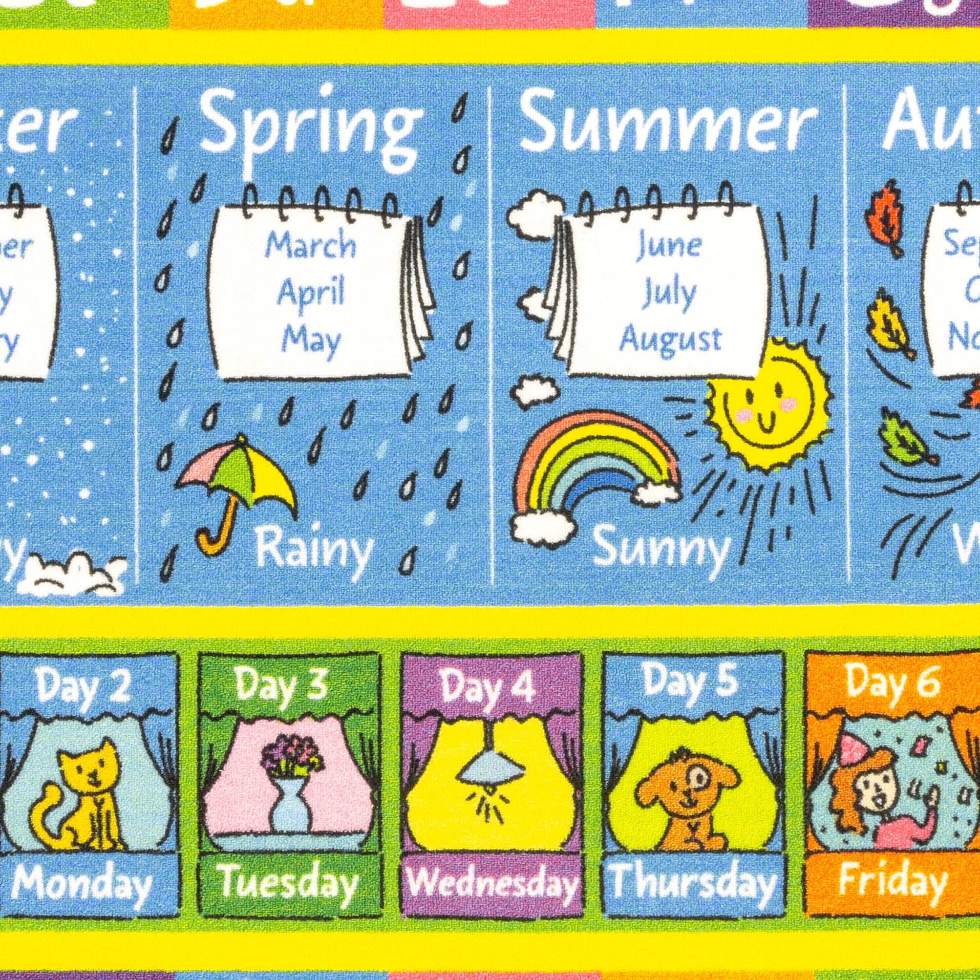 KC Cubs Playtime Collection Multicolor ABC Seasons Months Days Educational 5' 0" x 6' 6" Area Rug