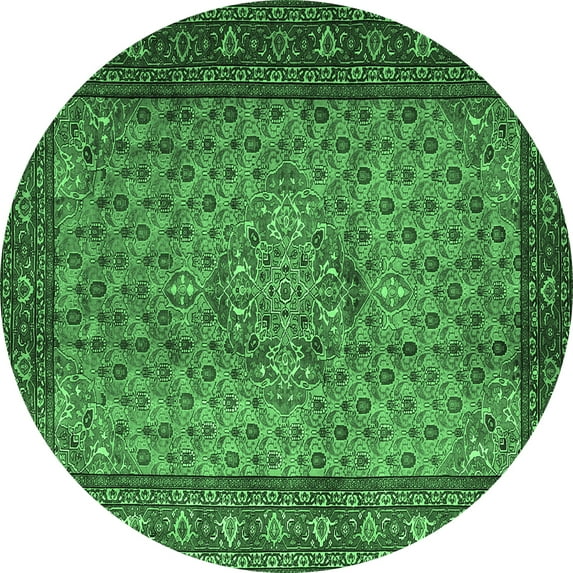 Ahgly Company Indoor Round Persian Emerald Green Traditional Area Rugs, 3' Round