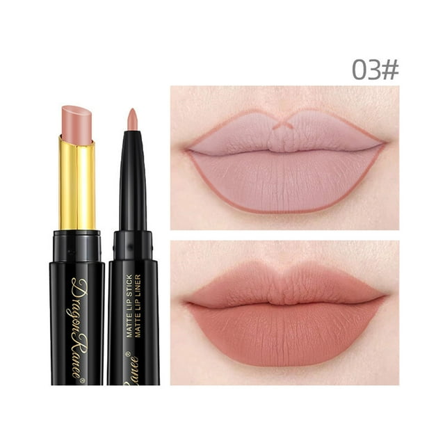 MAUXDA Double Ended Lipstick Automatic Lip Liner Matte Waterproof Non-fading Non-stick Lipstick, 2 in 1 Lip Liner & Lipstick Long Lasting Lip Color Liquid Makeup