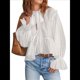thumbnail image 2 of Blusa con Lazo Delantero para Mujer, Blusa Peplum, Blusa de Larga para Salir, Blusa de Vacaciones de Verano. S, 2 of 7