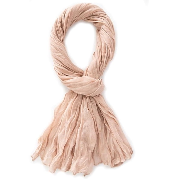 YooGuoGuo Women Summer Scarfs Lightweight Crinkle Shawl Cotton Linen Blend Beach Wrap Plain 70”×33”