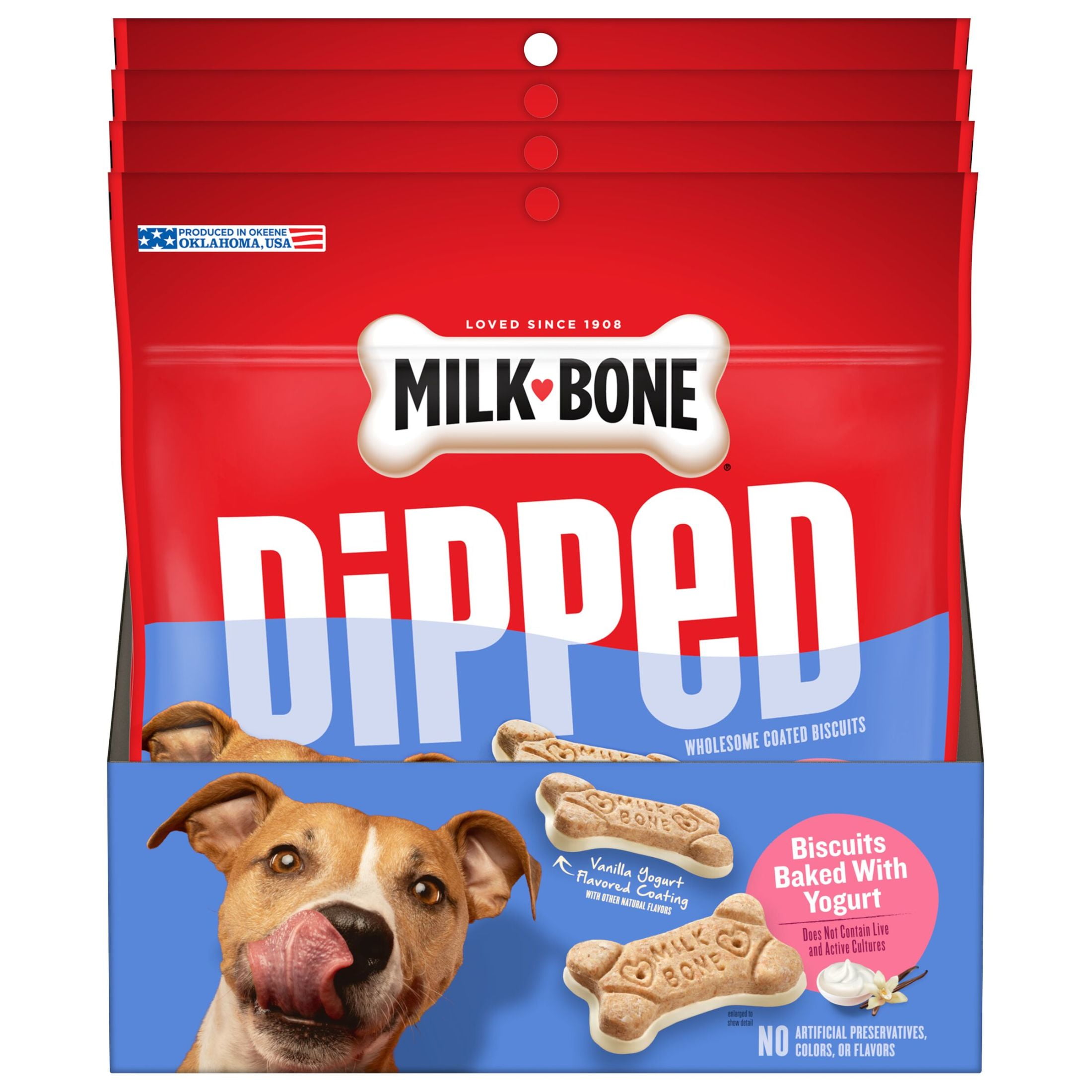 (4 pack) Milk Bone Dipped Dog Biscuits Baked With Vanilla Yogurt, 12 oz