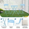 thumbnail image 2 of Ktaxon Outdoor 3-Piece Folding Bistro Set with Cushion, Small Metal Patio Seating Furniture Set - Blue, 2 of 9