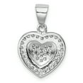 thumbnail image 4 of Sterling Silver Rhodium-plated Polished CZ Heart Pendant QP4447, 4 of 4