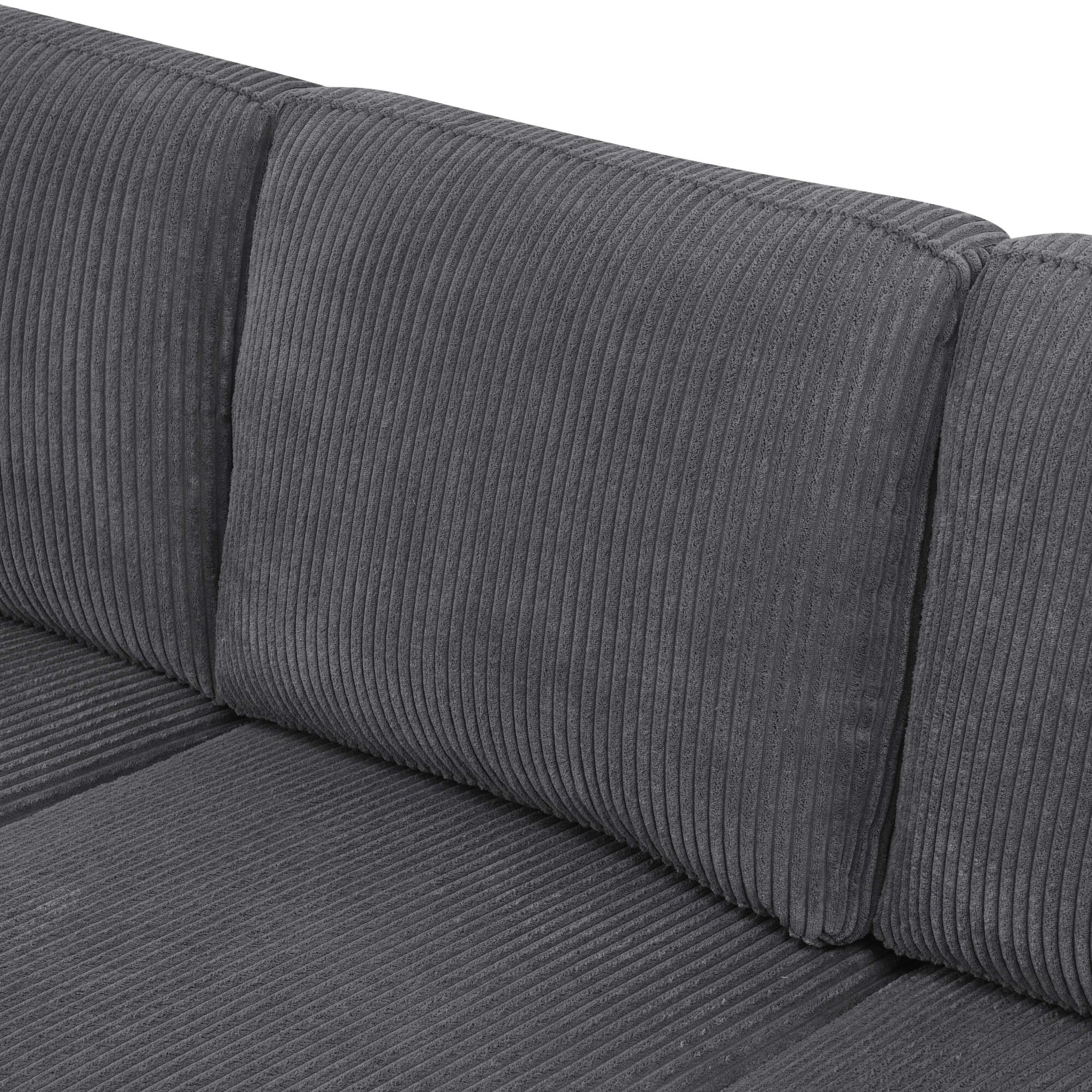DEALTOPS 101" U-Shaped Modular Sectional Sofa with 2 Ottomans, Corduroy 4-Seater Cloud Couch for Living Room, Dark Gray