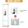 thumbnail image 6 of 64.5" 4-Shelf Case Glass Curio Cabinet Natural Wood, Display Cabinet with Glass Door, 4Unites, Floor Standing Collection Display Case for Living Room Bedroom Home Office, 6 of 9