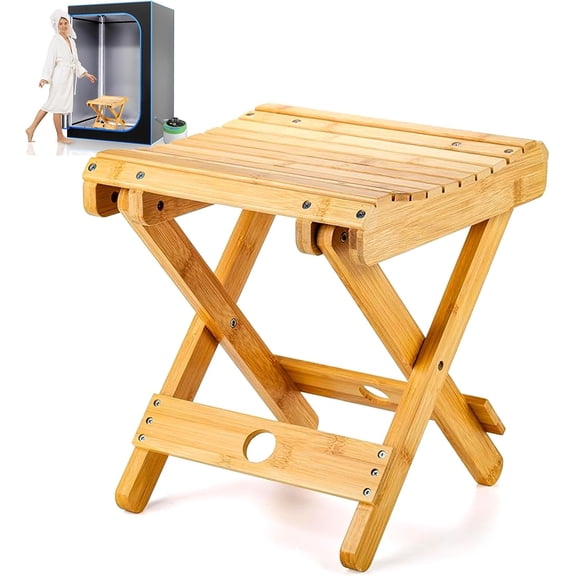 Bamboo Sauna Chair, Portable Steam Sauna Chair Indoor, Steam Sauna Seat | Great For Portable Sauna Box For Home, Steam Sauna Accessories. Outdoor Camping Fishing Beach Chair