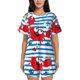 thumbnail image 1 of Balery Red Funny Crab on Blue Stripe Conjunto de Pijama para Mujer con Estampado, Dos Piezas de Manga Corta y Shorts, Ropa de Dormir Suave con Cuello Redondo y Bolsillos-XX-Large, 1 of 6