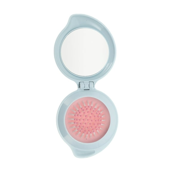Unique Bargains 1 Pc Mango Shape Foldable Mirror Comb Blue ABS