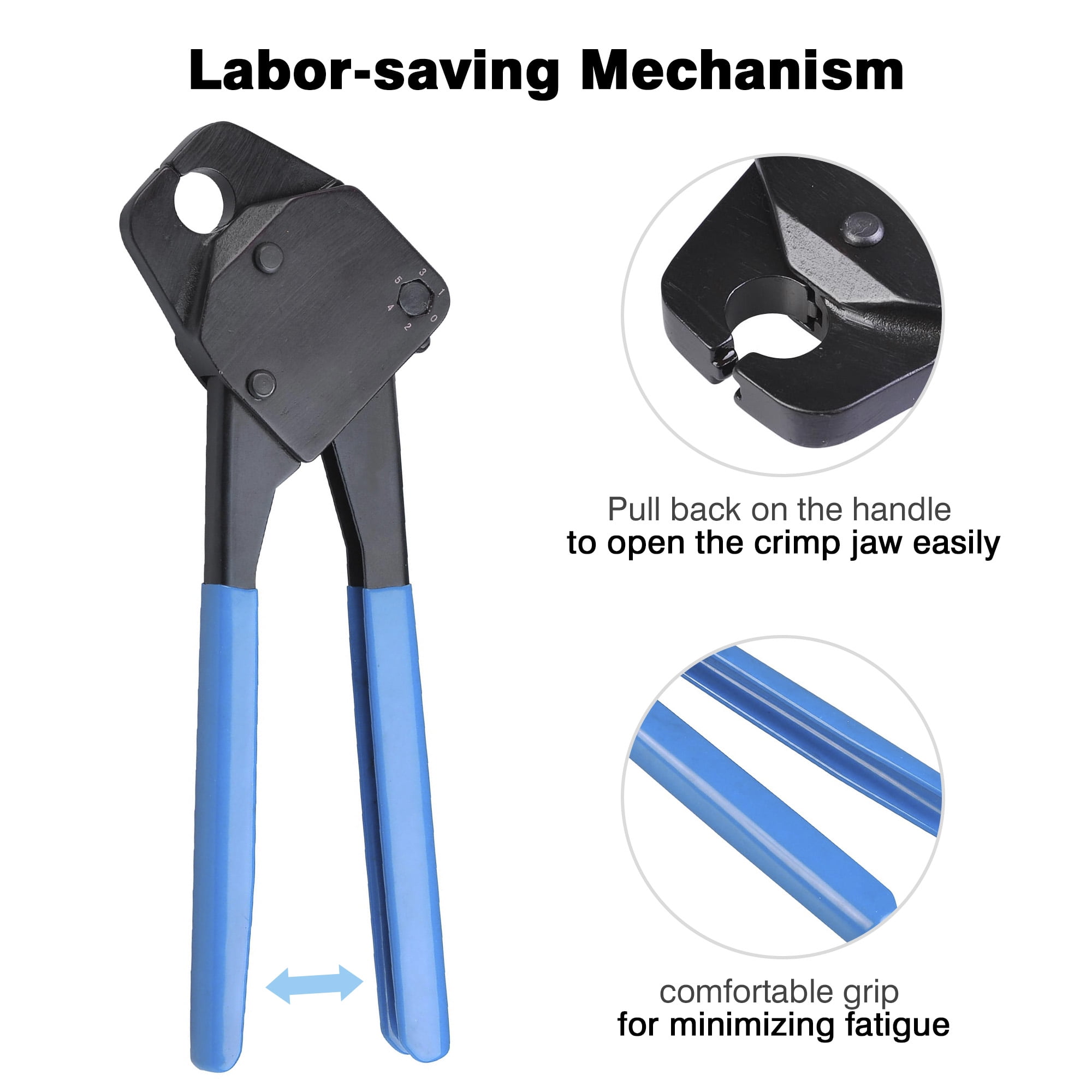 Yescom 1/2" Pex Crimping Tool Crimper with Go/no Go Gauge for Copper Ring Plumping Crimps - Blue