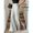 Grey-M, variant on Womens Grey And White Stripe Cotton Wide Leg Pants High Waist Side Slit