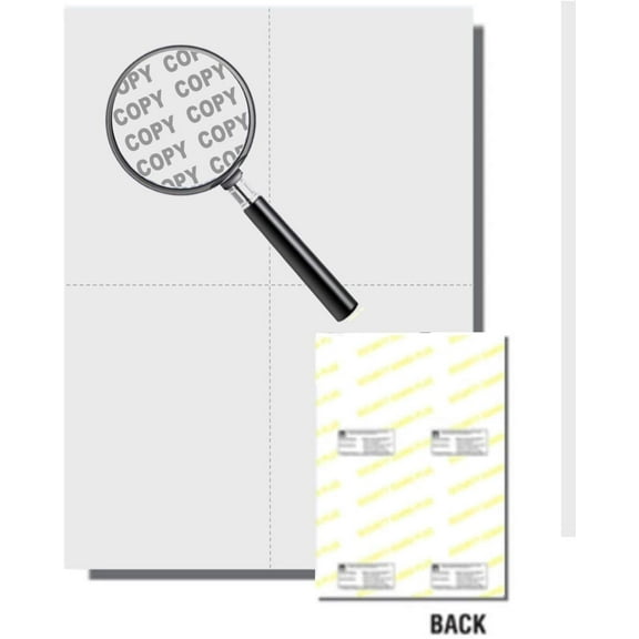 Secure Business Forms w Mid Vrt & Hrz Perfs, Off-Wh 8.5"x 11" 24lb- 1,000 Sheets