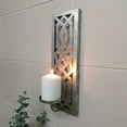 thumbnail image 2 of Hosley Set of 2 Silver Iron Wall Pillar Candle Sconce & Set of 2 Brown Wall Sconces with Clear Glass Tea Light Candle Holders, 2 of 6
