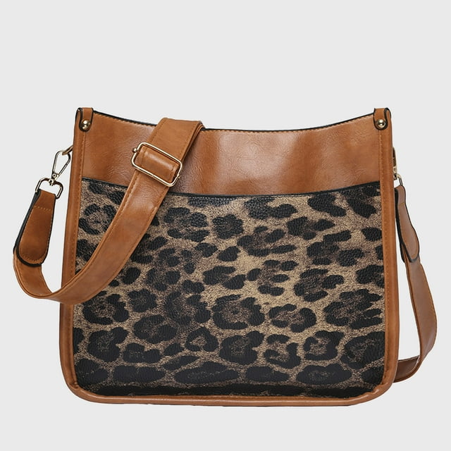 TopLLC Women's Shoulder Bags Leather Purse For Women Leather Medium Size Fashion Leopard Print Messenger Crossbody Bag Shoulder Handbag Shoulder Handbag