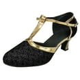 thumbnail image 2 of GERsome Women's Latin Dance Shoes Closed Toe Sequins Ballroom Salsa Tango Party Practice Performance Dance Shoes, 2 of 3