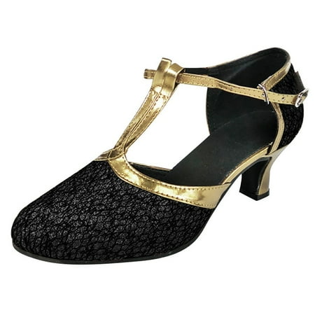 Women s Ballroom Tango Latin Womens Lace Up Wedge Sandals Salsa Dancing Shoes Sequins Size 9 Shoes Social Dance Shoe