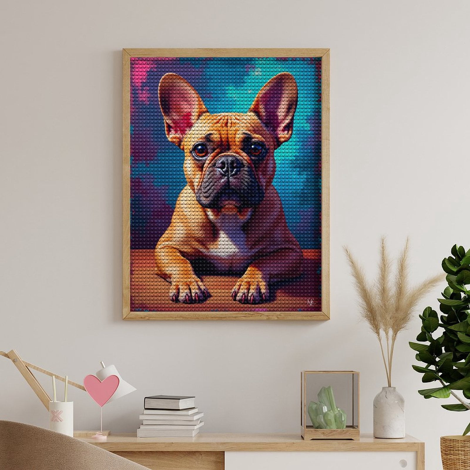 Diamond Art Kit for Adults, Calm Dog Portrait Vibrant Canvas Diamond Painting for Adults Beginners, 5D DIY Diamond Art Painting Kits, Colorful Diamond Painting Craft for Home Decor 12x16