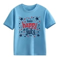 thumbnail image 5 of Ugoldhm Girls' Casual Patriotic American Flag Print Tee Crew Neck Regular Shoulder Soft T-Shirt for Ages 3-14, 4th of July Wear, 5 of 5
